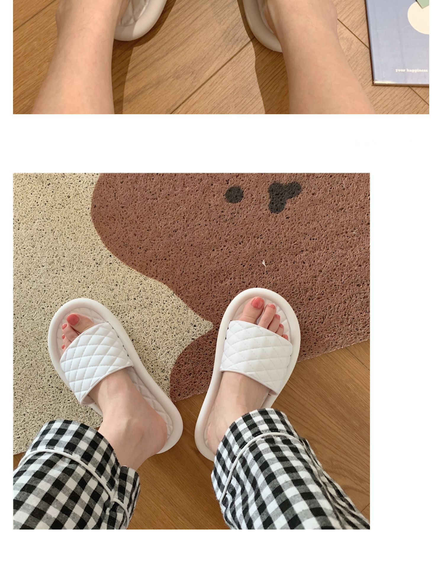 Women's Fashion Plaid Round Toe Slides Slippers display picture 11