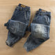 ຜູ້ຊາຍໃສ່ jeans ໃນເວລາເຮັດວຽກ, welding ຕ້ານ scalding ແລະທົນທານຕໍ່ການສວມໃສ່ໂດຍລວມ, pants ປ້ອງກັນແຮງງານ, patching ເຂົ່າ, cuffs elastic