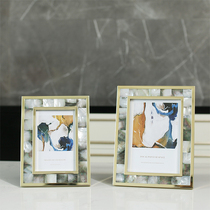 Light and luxurious wedding dress Delicate Metal Shells Photo Frame Swing Table 6 Inch Nordic Living Room Photo Swing-like Decent Board Room frame