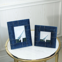 Living room minimalist light and luxurious plate frame leather Nordic ins6 inch photo swing table Decorative Like Frame Soft Adornment