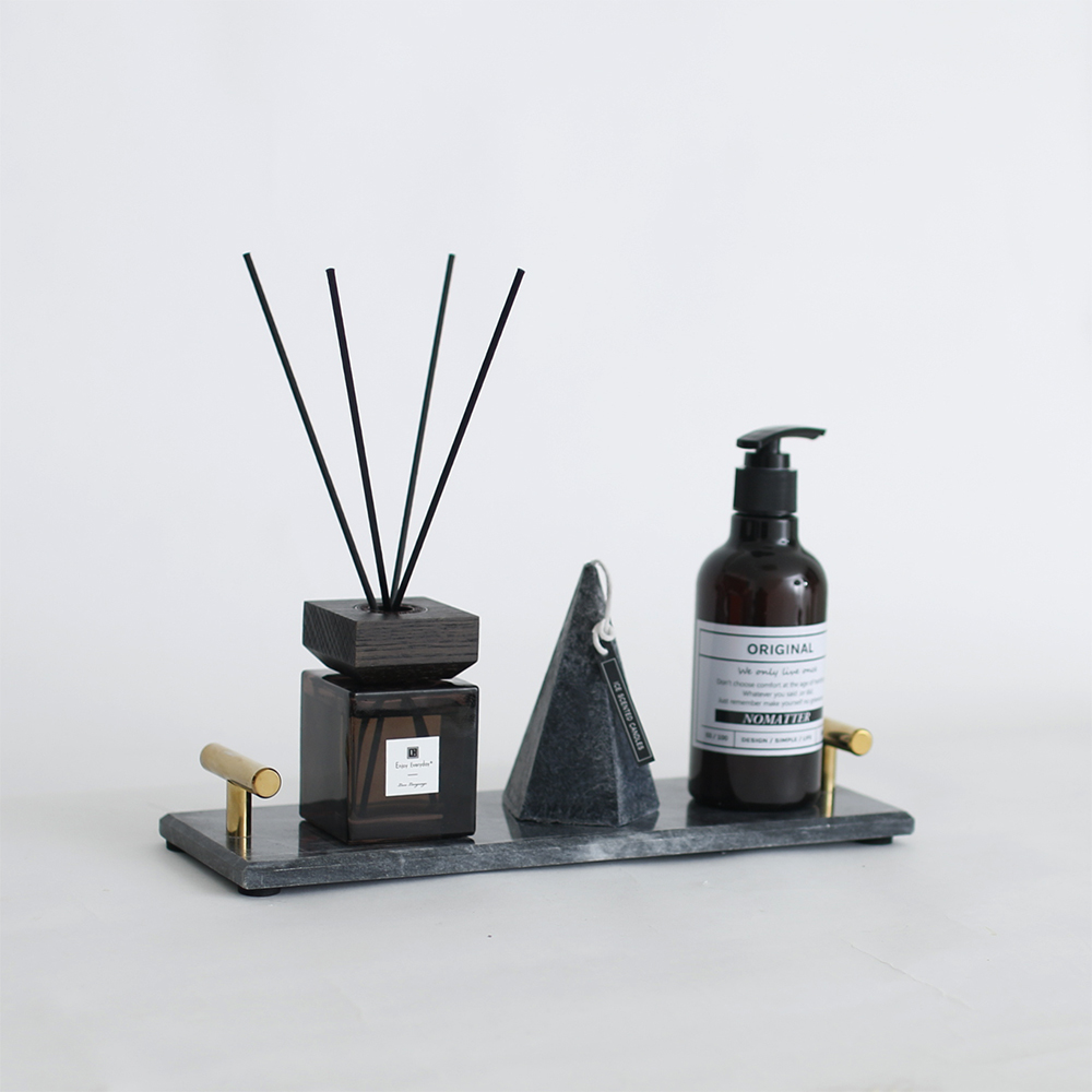 Toilet bathroom furnishings sample room soft fragrance candle combination package marble gray tray decoration