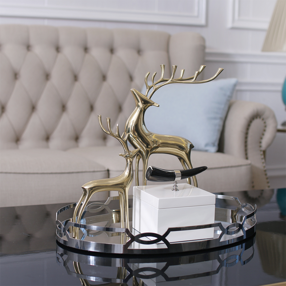 European and American style pure copper deer pendulum pieces modern minimalist living-room wine cabinet soft adornment Tray Pendulum-like Plate Room Craft Gift Hem