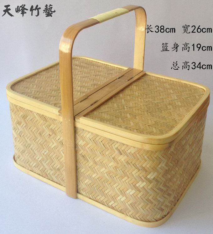 Hotel cleaning basket Bamboo Weave Picnic Basket of Grocery Basket Cleaning Basket of Tea Set Bamboo Woven Hand Basket
