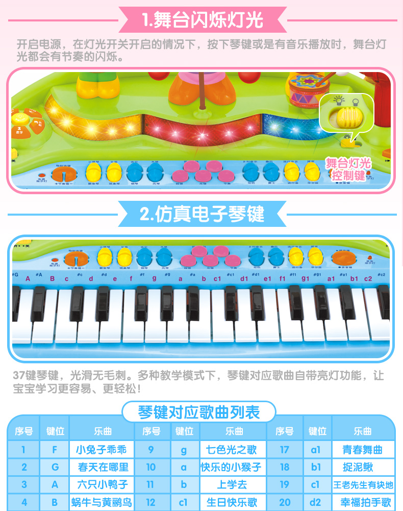Huile 669 trẻ em đa chức năng người mới bắt đầu câu đố âm nhạc bàn phím đàn piano đồ chơi bé gái 1-3-6 tuổi shop đồ chơi