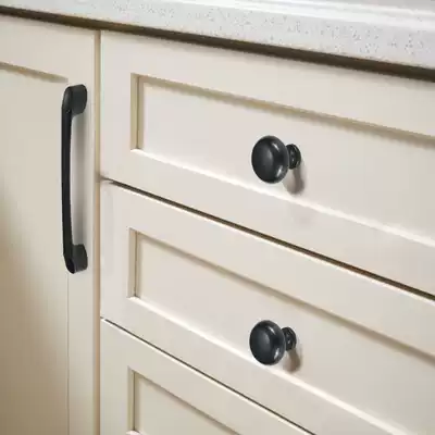 American black whole cabinet door handle drawer wardrobe door handle modern simple European style cabinet single hole small handle