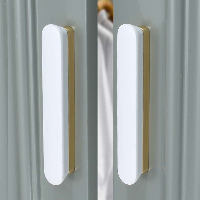 White cabinet door handle modern minimalist wardrobe doorknob handle light and luxurious overall cabinet door handle drawer hardware Euro
