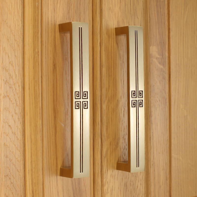 New Chinese handle cabinet door handle handle cabinet drawers wardrobe Sub-handle brass light and luxurious brass Eurostyle-Taobao