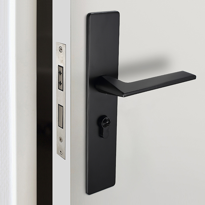 Black Door Lock Magnetic Suction Bedroom House Door Lock Home Universal Solid Wood Door Lock Extreme Brief Silent Modern Brief