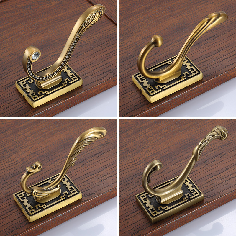 New Chinese style hanging clothes hook single wall hanging wall door after entering the entrance wardrobe hook bronze coat hat hook home