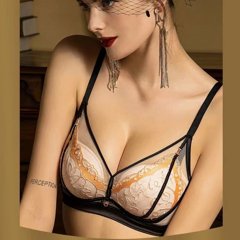Wire-Free Colorful Lingerie Y3031 Small Chest Medium Thick Ab Cup Sexy Push-Up Side-Gathering Bra for Women