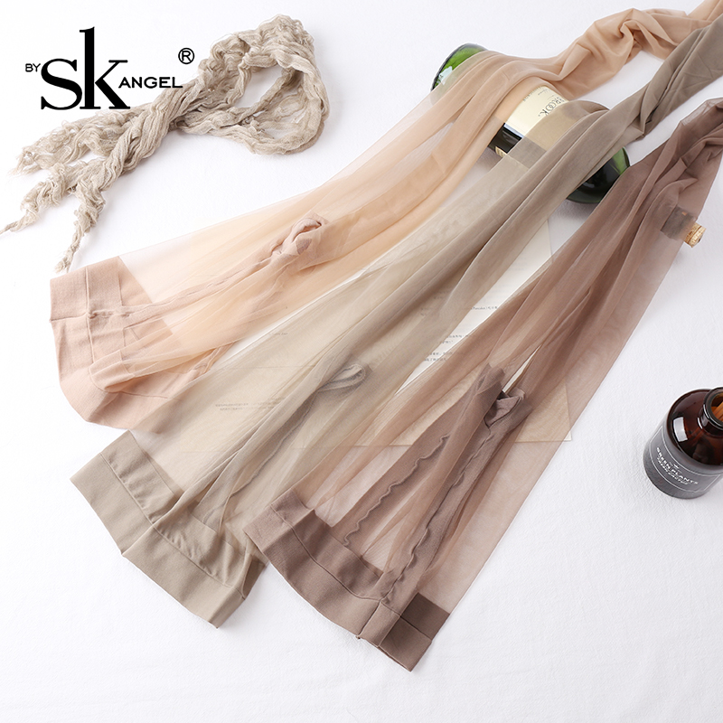 Full naked ultra-thin silk stockings 3d large size for summer meat color silk stockings transparent No marks T crotch triangular crotch Sexy pants Sox women