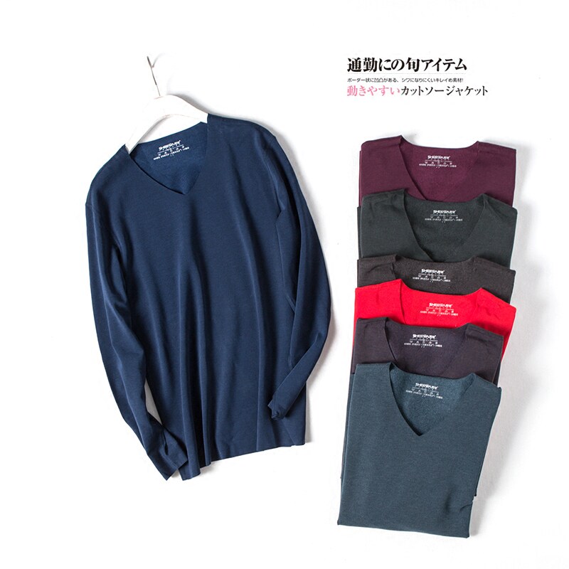 Brother-in-law men's warm blouses underwear without mark and warm V neckline with thick single-piece autumn jersey undershirt winter 5850A 