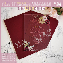 Wedding acrylic wedding invitation flower business event invitation letter red flower invitation