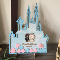 Custom Castle Church wooden signature wedding ceremony birthday party decoration Mason sign tree table bear rabbit