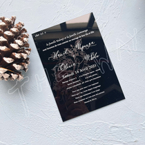 Black Acrylic invitation to business wedding birthday retro-grain flowers wedding senior invitation customization