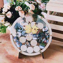 Graduation season wedding wedding double-sided transparent sign-in solid wood Photo Frame Signature roster creative personality round print photo