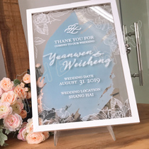 Transparent signature wedding ceremony birthday annual meeting fingerprint arrangement props love sign in wood chip creative sign in blue