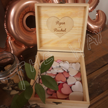 Wooden box plus custom lettering love wood chip sign-in props 18x18x10cm basket