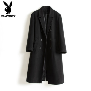 Playboy mid-length wool thickened coat for men