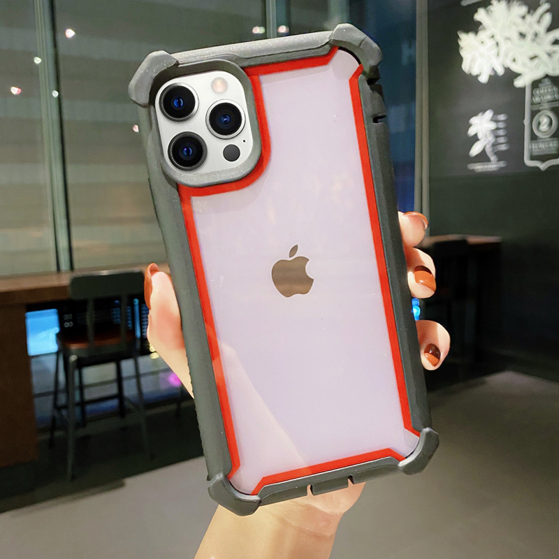 Apple Xsmax & Black Edge Red Frame Transparentprotect screen Apple x Mobile phone shell xsmax Baobian gasbag Fall prevention xr thickening Screen protection iPhone7 transparent 8 plus Full edging se frame two-in-one xmax With dust plug xmas Shell