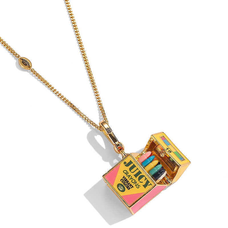Boshuolin Juicy Fashionable Three-Dimensional Enamel Color Oil Pastel Crayon Box Openable Pendant Necklace
