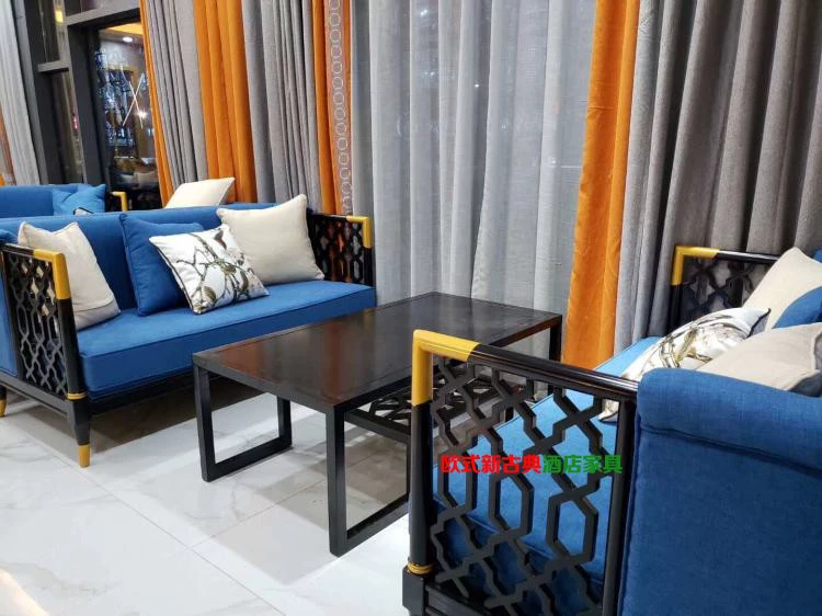 Phòng kinh doanh Thương lượng Ghế sofa kết hợp Phòng khách sạn Phòng đôi 3 người Trung Quốc mới Lễ tân Thẻ ghế Sofa Mẫu nội thất phòng - Nội thất khách sạn