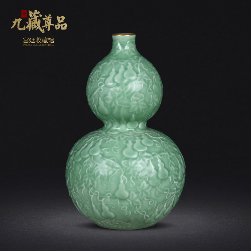 Jingdezhen ceramics archaize paint blue glaze carving gourd vases, sitting room home furnishing articles