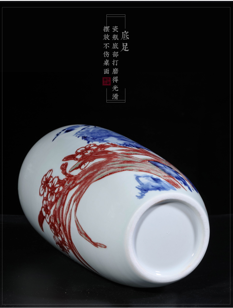 Dong - Ming li jingdezhen blue and white youligong vase hand - made ceramic Chinese style living room TV cabinet porch is decorated furnishing articles