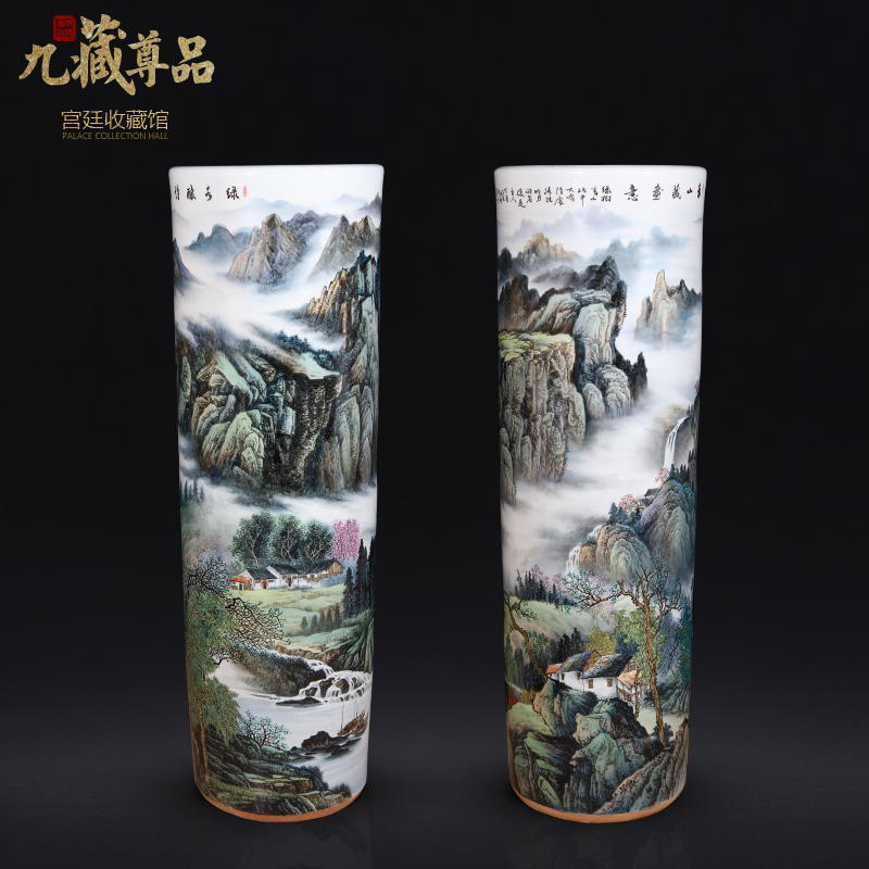 Jingdezhen ceramic dong - Ming li hand - made the master of landscape painting quiver Chinese style villa hotel, sitting room of large vase