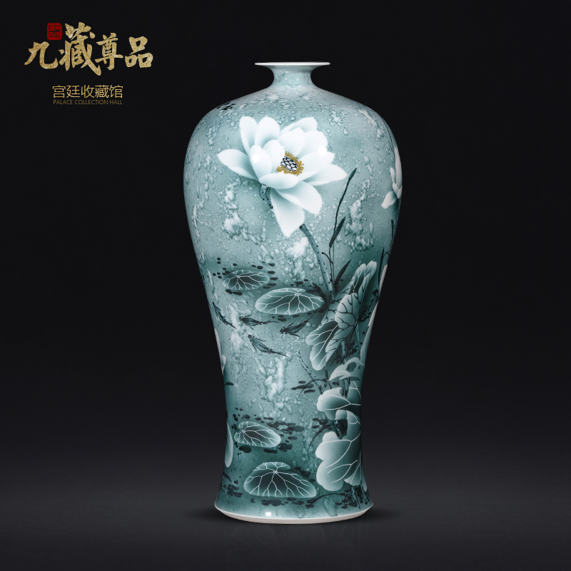 Jingdezhen chinaware lotus hand - made splash ink mei bottles of Chinese style living room TV ark, flower arranging porch is decorated furnishing articles