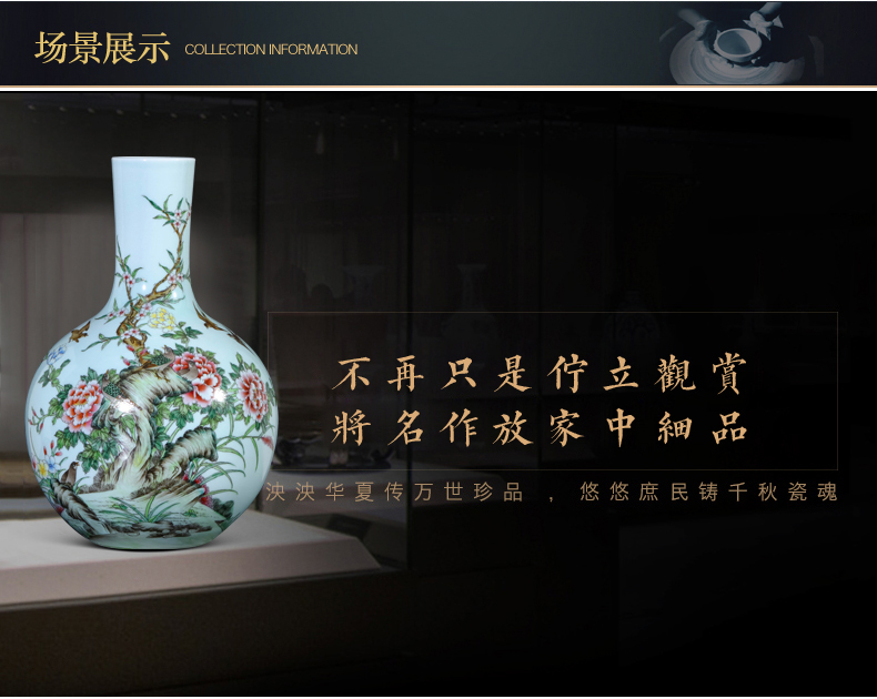 Antique hand - made jingdezhen ceramics powder enamel vase of new Chinese style living room TV ark, flower arranging porch is decorated furnishing articles