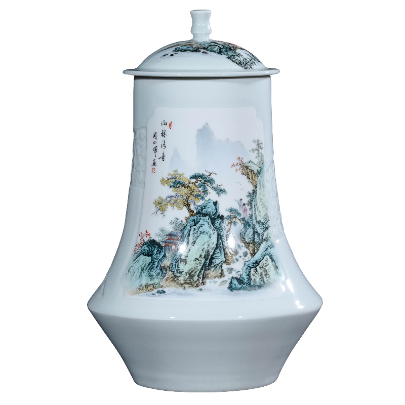 The Master of jingdezhen ceramics hand - made pastel landscape caddy fixings Chinese teahouse rich ancient frame sitting room adornment is placed