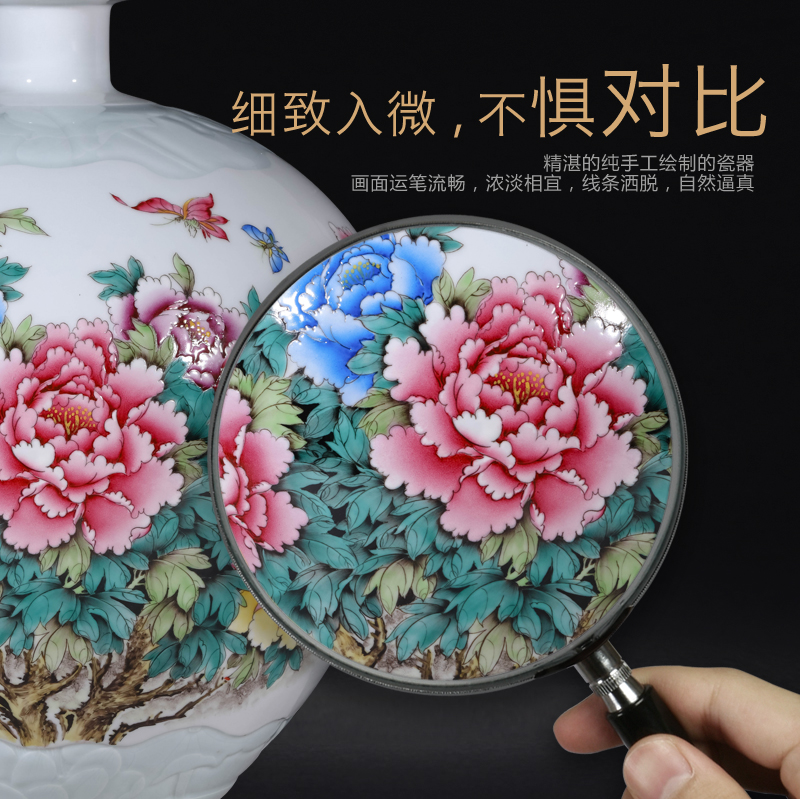 Jingdezhen ceramics hand - made famille rose blooming flowers, pomegranate bottles of Chinese style living room porch TV ark, flower arranging furnishing articles