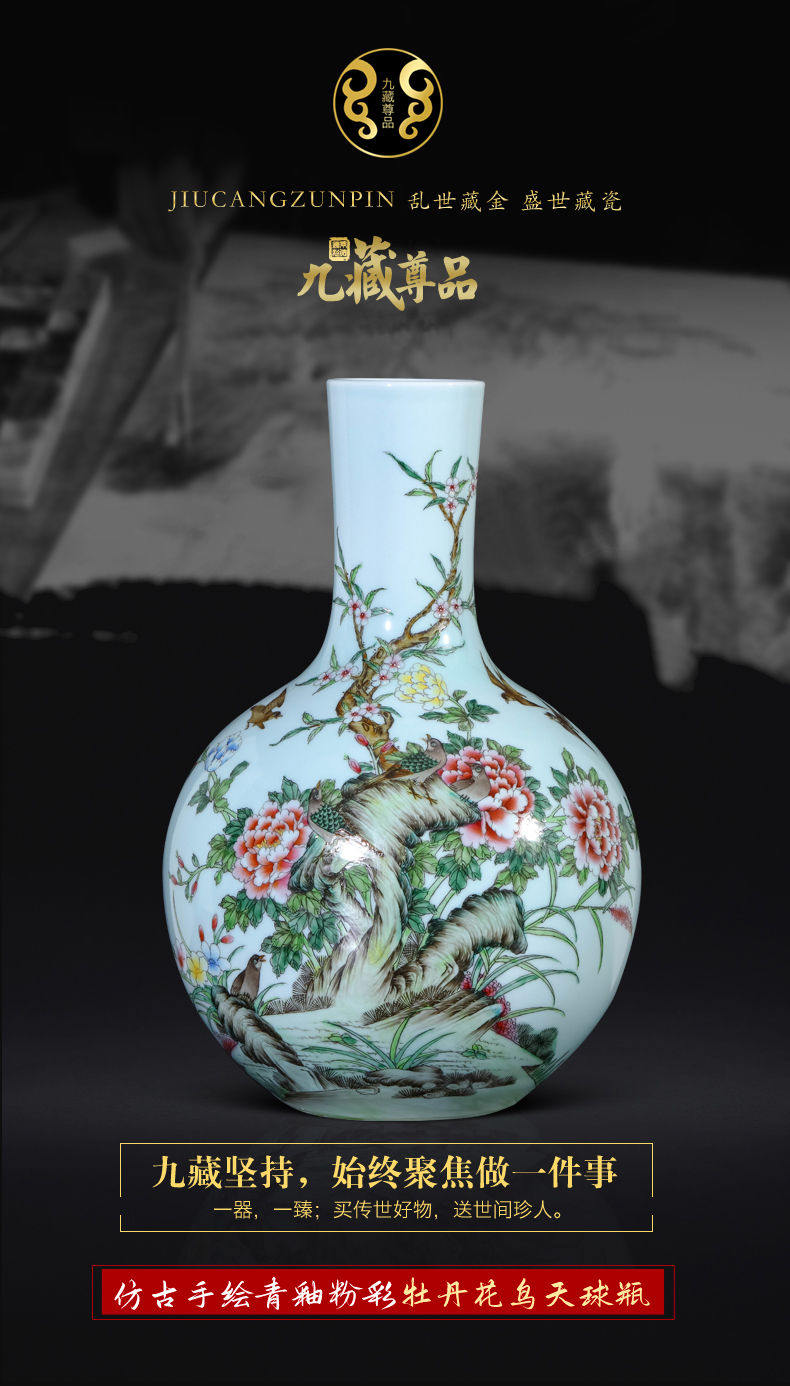 Antique hand - made jingdezhen ceramics powder enamel vase of new Chinese style living room TV ark, flower arranging porch is decorated furnishing articles