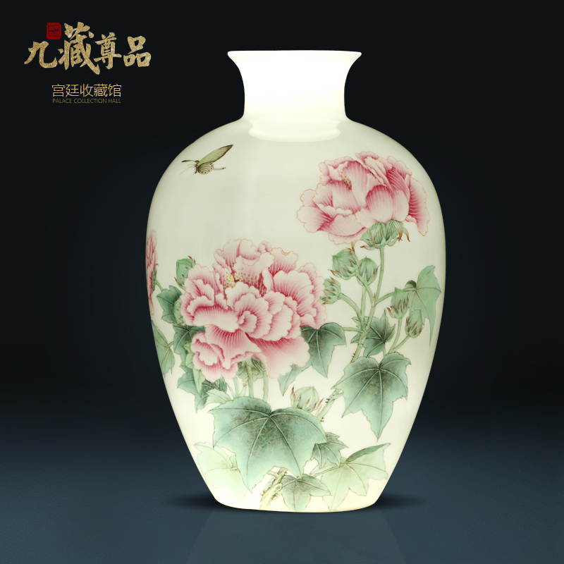 Jingdezhen ceramics hand - made pastel peony thin foetus bottles of Chinese style living room porch TV ark, wedding flower arranging furnishing articles