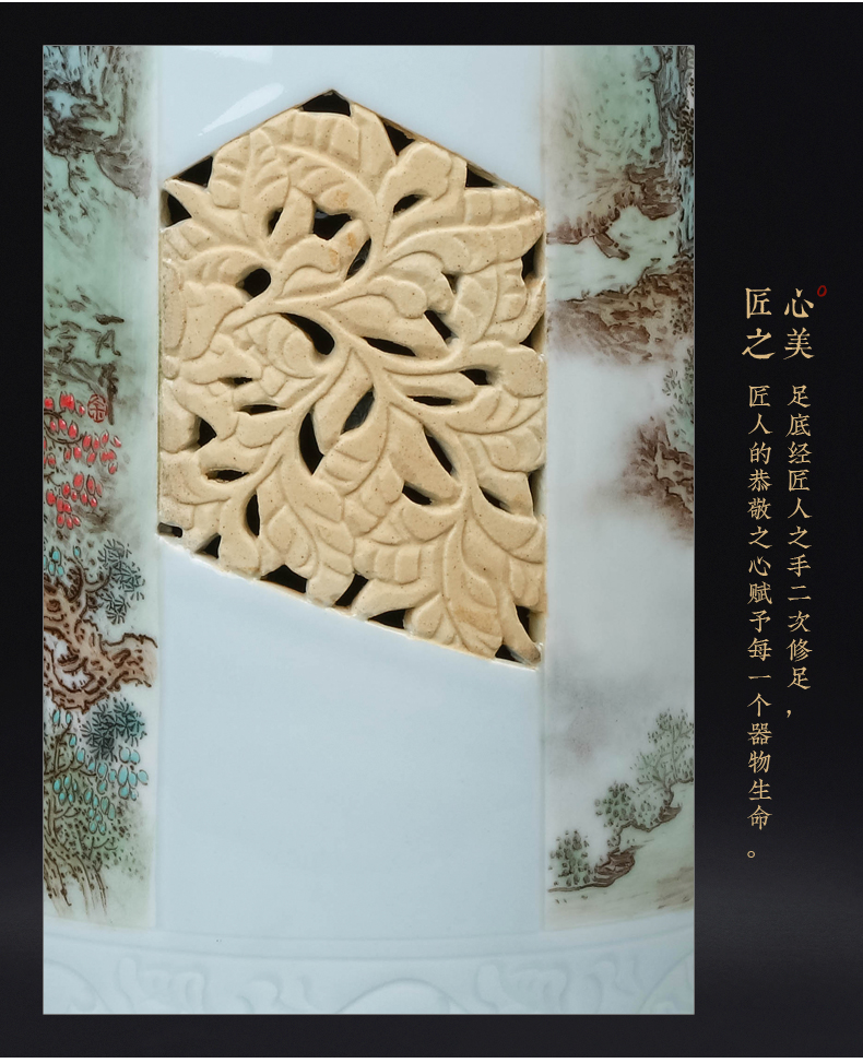 Hand pastel landscape master of jingdezhen ceramic vase sitting room porch study of new Chinese style tea table decoration furnishing articles