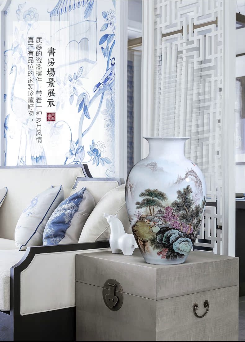 Dong - Ming li hand - made pastel landscape vase of jingdezhen ceramics Chinese style living room TV cabinet porch is decorated furnishing articles