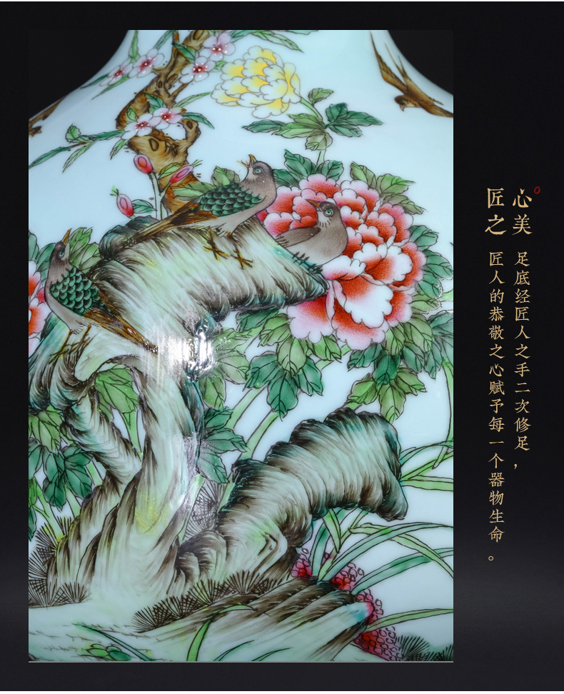 Antique hand - made jingdezhen ceramics powder enamel vase of new Chinese style living room TV ark, flower arranging porch is decorated furnishing articles