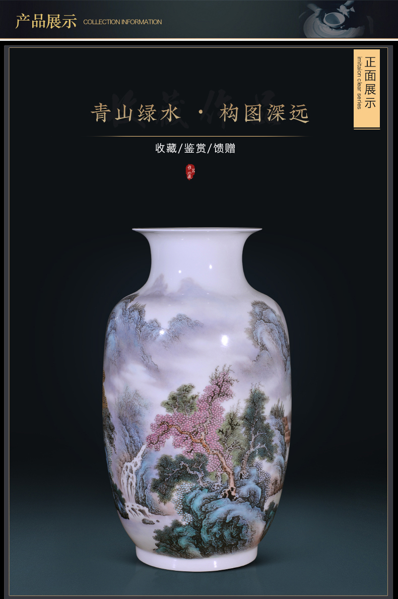 Jingdezhen ceramics Wang Guangtian hand - made lake xiuse vase Chinese style living room TV cabinet decorative furnishing articles arranging flowers