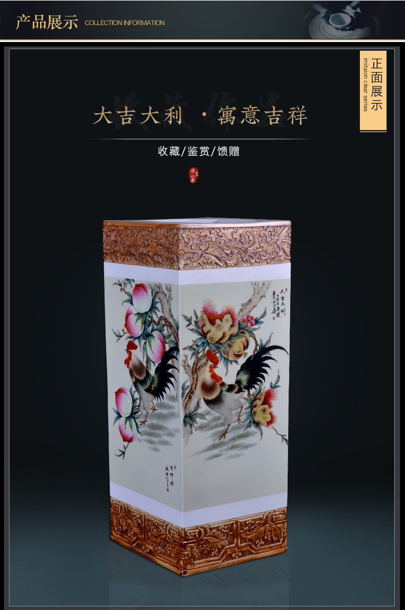 Jingdezhen ceramics engraving prosperous set the trap painting and calligraphy barrels of Chinese style living room TV cabinet decorative furnishing articles arranging flowers