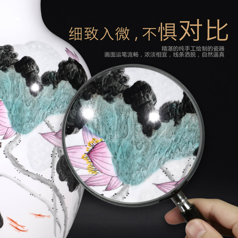 Jingdezhen chinaware lotus hand - made pastel splash ink bottles of Chinese style living room TV ark, flower arranging porch is decorated furnishing articles