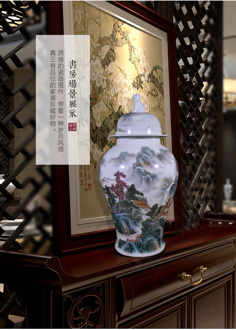 The Master of jingdezhen ceramics hand - made pastel landscape general tank Chinese style living room TV cabinet decorative furnishing articles arranging flowers