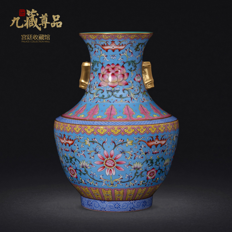 Jingdezhen ceramics powder imitation the qing qianlong pastel to tie up branch grain see ears crafts vase collection