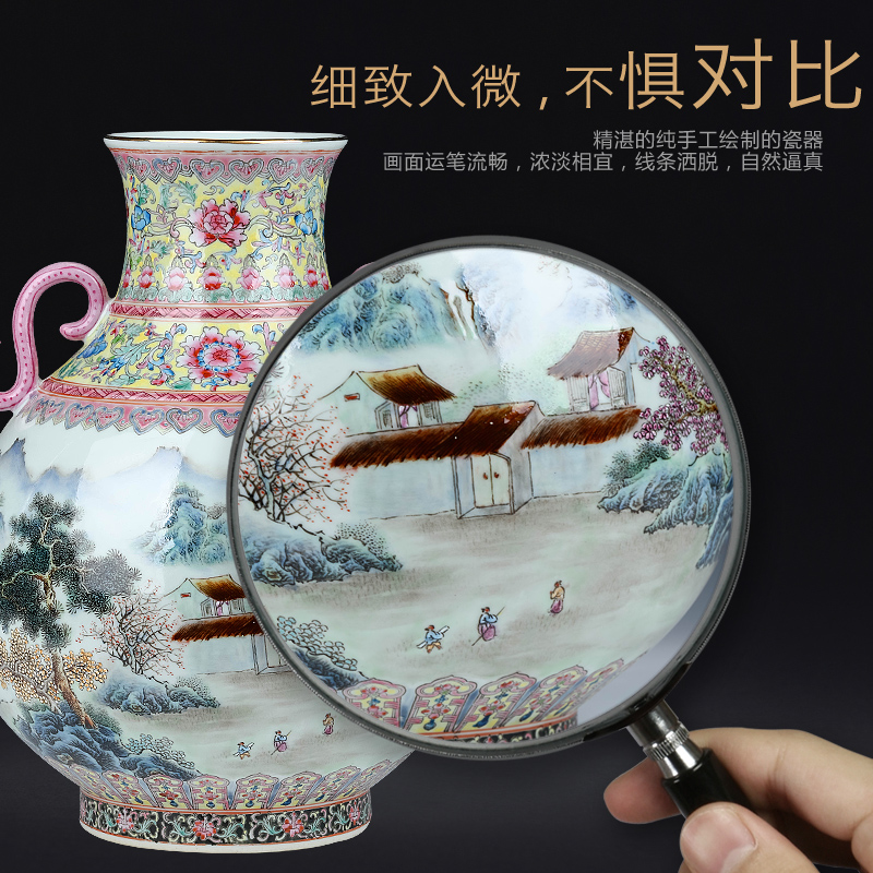 Jingdezhen ceramics hand - made pastel landscape of the republic of China the best vase Chinese sitting room porch flower arranging flowers is placed
