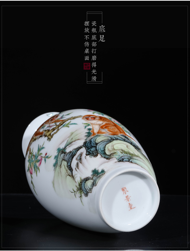 The Teacher handpainted pastel monkey sitting room porch rich ancient frame of new Chinese style decoration vase of jingdezhen ceramics furnishing articles