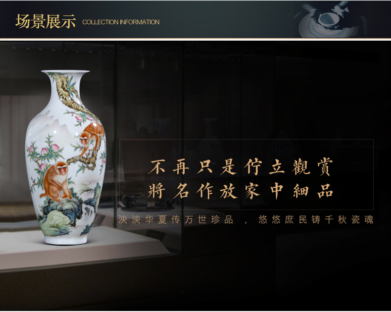 The Teacher handpainted pastel monkey sitting room porch rich ancient frame of new Chinese style decoration vase of jingdezhen ceramics furnishing articles