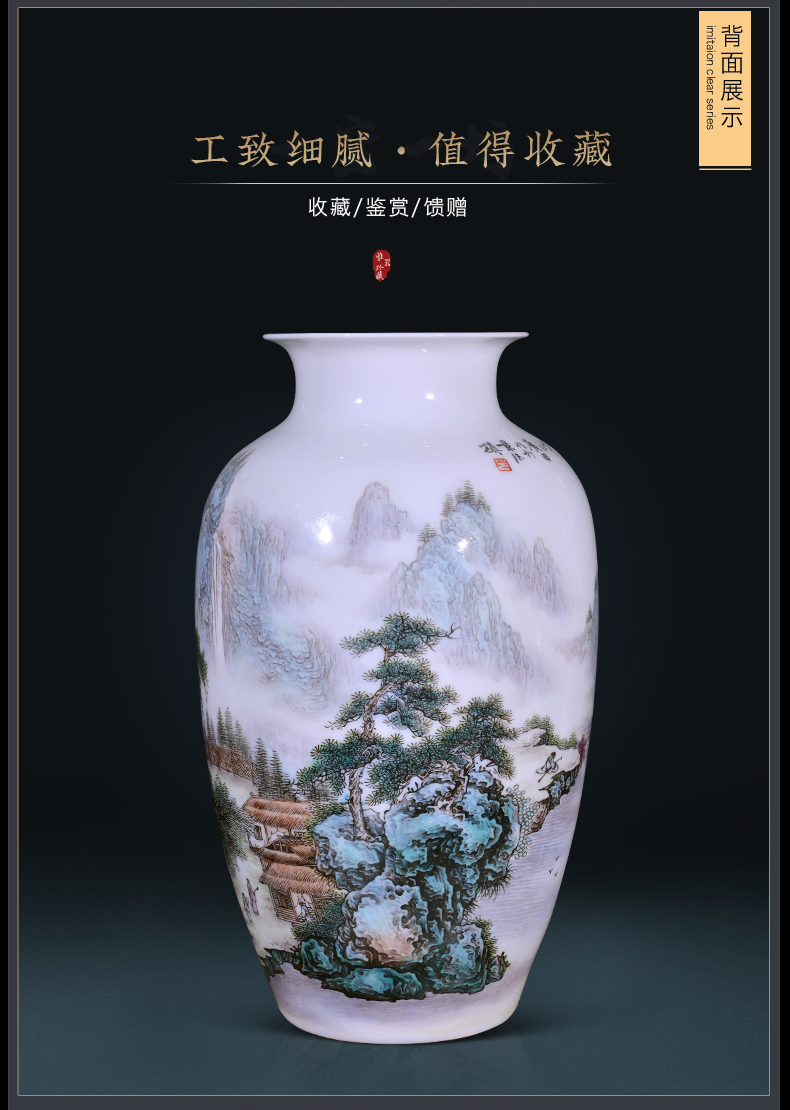 Jingdezhen ceramics Wang Guangtian hill singing spring goddess of mercy bottle Chinese style living room TV cabinet decorative furnishing articles arranging flowers