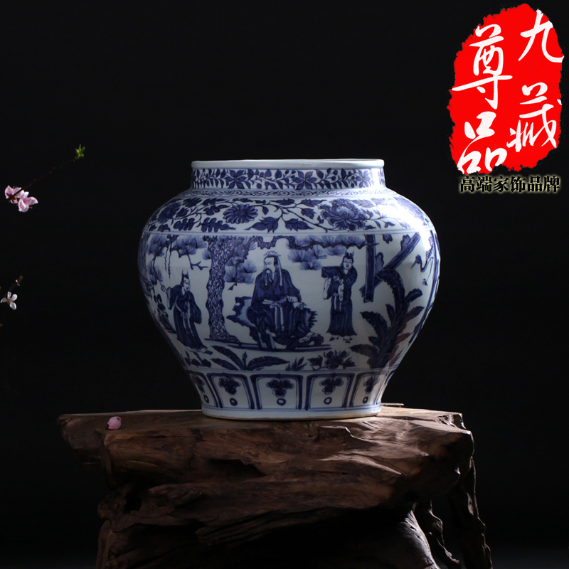 Imitation of yuan blue and white porcelain of jingdezhen ceramics of three lines can vase household adornment handicraft furnishing articles