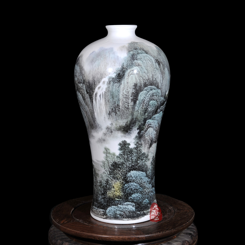 Jingdezhen ceramics dong - Ming li hand - made famille rose porcelain vase huangshan cloud home sitting room handicraft furnishing articles