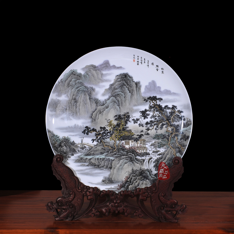 Jingdezhen ceramic dong - Ming li hand - made Lin Quanya can porcelain plate painting decorative hanging dish household crafts are sitting room